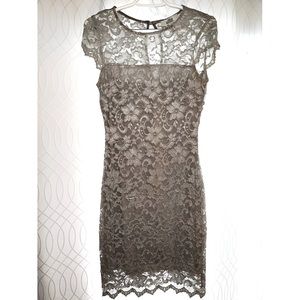 Belle grey lace midi dress size 6